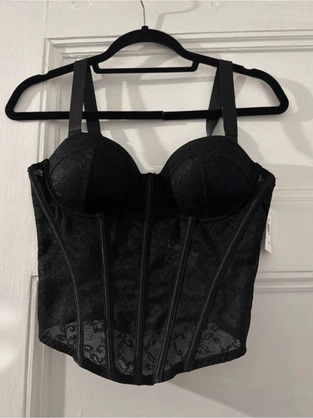 Black Lace Bustier Top - Women